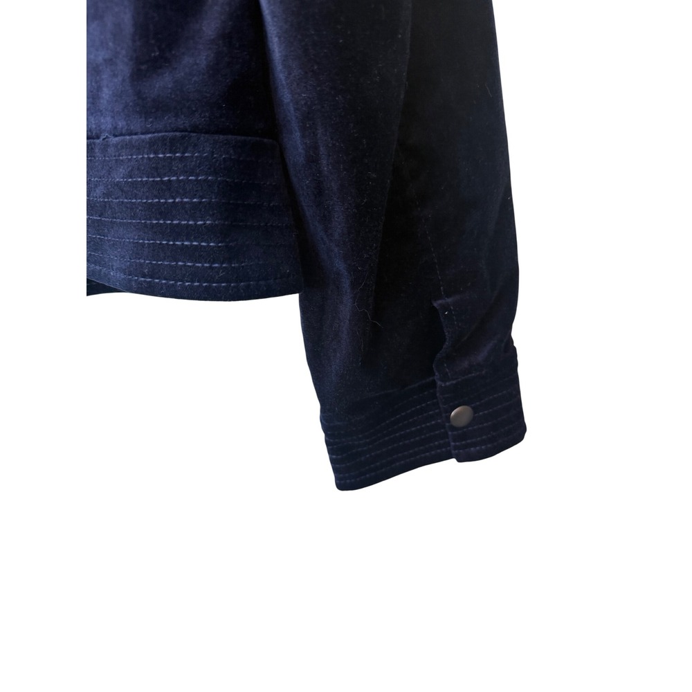 Chicos Size‎ 2 Moto Velvet Jacket Size L NWT Navy Blue Plush Short Velveteen - Picture 9 of 10